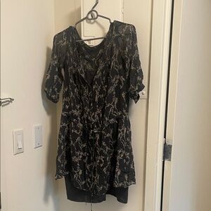 Club Monaco Black and Cream Lace Mini Dress